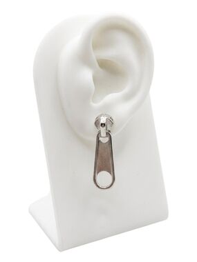Silver Zipper Pull Dangle Earrings